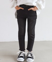 キッズ 裾フリンジデニムスキニー