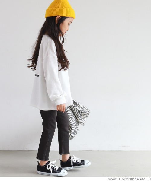 coca（coca）（コカ）の「キッズ 裾フリンジデニムスキニー（デニムパンツ・キッズ・ブラック/ブルー・100/110/120/130/140）」の5枚目の写真