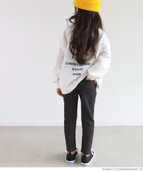 coca（coca）（コカ）の「キッズ 裾フリンジデニムスキニー（デニムパンツ・キッズ・ブラック/ブルー・100/110/120/130/140）」の6枚目の写真