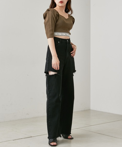 Chico(チコ)の「【新色追加】ダメージワイドデニムパンツ(デニムパンツ・レディース・ブラック系その他/ブルー系その他・LARGE/X-SMALL/SMALL/MEDIUM)」の15枚目の写真