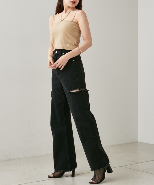 Chico(チコ)の「【新色追加】ダメージワイドデニムパンツ(デニムパンツ・レディース・ブラック系その他/ブルー系その他・LARGE/X-SMALL/SMALL/MEDIUM)」の12枚目の写真