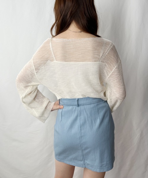 Name. WOOL MESH LOOSE SLEEVE ボートネックカットソー Name. WOOL MESH LOOSE SLEEVE ボートネックカットソー