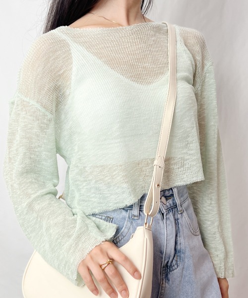 Name. WOOL MESH LOOSE SLEEVE ボートネックカットソー Name. WOOL MESH LOOSE SLEEVE ボートネックカットソー