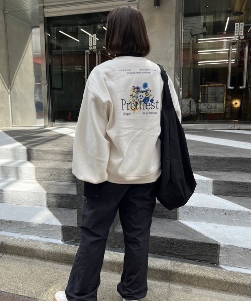 nemne store(ネンネストア)の「【低身長用サイズあり】裏起毛プリントスウェット(スウェット・レディース・オートミール/ホワイト系その他/オフホワイト/ブルー・SMALL/MEDIUM)」の9枚目の写真