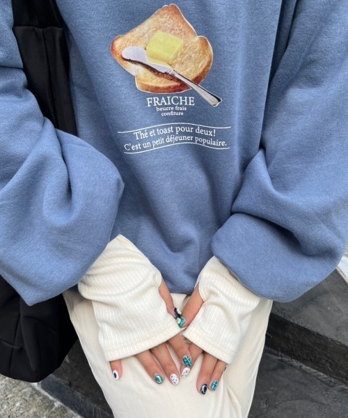 nemne store(ネンネストア)の「【低身長用サイズあり】裏起毛プリントスウェット(スウェット・レディース・オートミール/ホワイト系その他/オフホワイト/ブルー・SMALL/MEDIUM)」の22枚目の写真