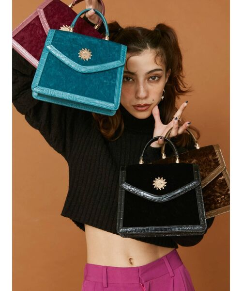 EVRIS（エヴリス）の「アンティークベロアバッグ（ショルダーバッグ・レディース・ブラック/パープル/ブラウン/ブルー・FREE）」の7枚目の写真