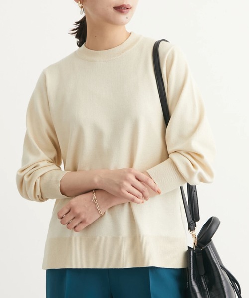 Green Parks(グリーンパークス)の「ジャスミンオイル加工 クルーネックプルオーバー(ニット/セーター・レディース・アイボリー/グリーン/ダークネイビー/ピンク・FREE)」の2枚目の写真