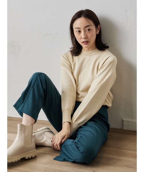 Green Parks(グリーンパークス)の「ジャスミンオイル加工 クルーネックプルオーバー(ニット/セーター・レディース・アイボリー/グリーン/ダークネイビー/ピンク・FREE)」の8枚目の写真