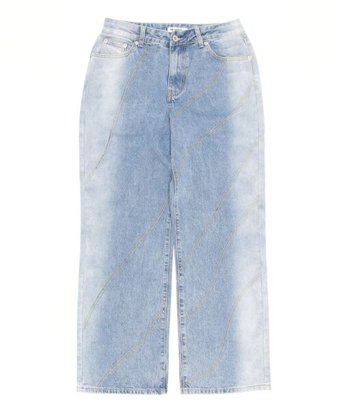 Chikashitsu +(チカシツプラス)の「【Chikashitsu +/チカシツプラス】screw stitch slit denim pants / デニム デニムパンツ 黒 デニム 黒 デニム 青(デニムパンツ・メンズ・ライトブルー/ブラック・L/M)」の3枚目の写真