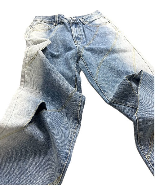Chikashitsu +(チカシツプラス)の「【Chikashitsu +/チカシツプラス】screw stitch slit denim pants / デニム デニムパンツ 黒 デニム 黒 デニム 青(デニムパンツ・メンズ・ライトブルー/ブラック・L/M)」の22枚目の写真