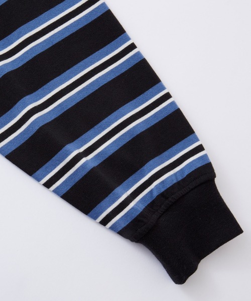 Kappa(カッパ)の「Kappa / カッパ 別注 ロゴ刺繍 ビッグシルエット マルチボーダー長袖Tシャツ(Tシャツ/カットソー・メンズ・ホワイト/ブラック/ネイビー/グリーン/ブラウン・M/L)」の14枚目の写真