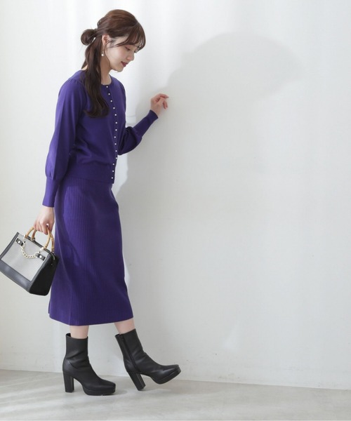 PROPORTION BODY DRESSING（プロポーションボディドレッシング）の「マルチウェイパール釦カーディガンセットアップ / 1212240001（ワンピース・レディース・ライトグリーン/ホワイト系その他/ネイビー/ブルー・MEDIUM/SMALL）」の7枚目の写真