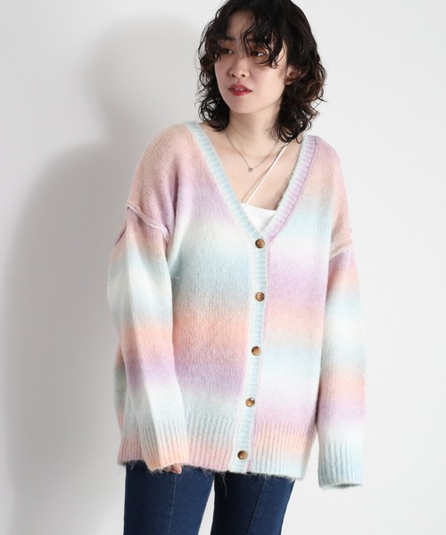 cepo（セポ）の「グラデーション Ｖネックカーディガン（カーディガン/ボレロ・レディース・ピンク/イエロー/グリーン・M）」の16枚目の写真