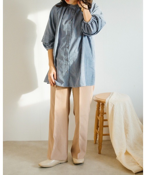 Amourire(アムリール)の「【yumiコラボ】シャツコール袖タックブラウス(シャツ/ブラウス・レディース・ダークグレー/ベージュ/ブルーグレー・M/L)」の8枚目の写真