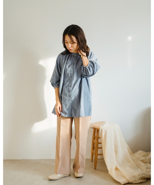 Amourire(アムリール)の「【yumiコラボ】シャツコール袖タックブラウス(シャツ/ブラウス・レディース・ダークグレー/ベージュ/ブルーグレー・M/L)」の10枚目の写真