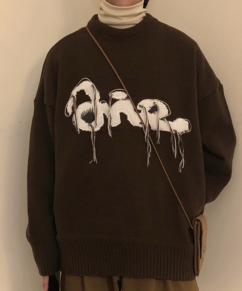 MGV（エムジーヴィー）の「フロントロゴステッチプルオーバーニット（ニット/セーター・メンズ・グレー/ブラウン/ブラック・MEDIUM/LARGE/X-LARGE）」の8枚目の写真