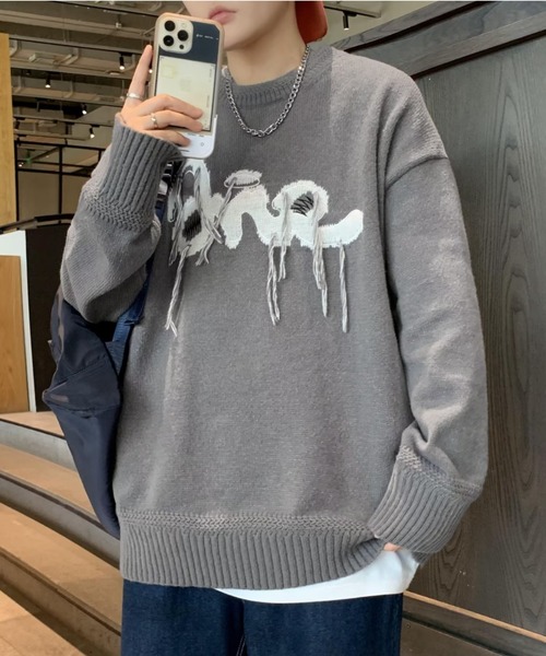 MGV（エムジーヴィー）の「フロントロゴステッチプルオーバーニット（ニット/セーター・メンズ・グレー/ブラウン/ブラック・MEDIUM/LARGE/X-LARGE）」の15枚目の写真