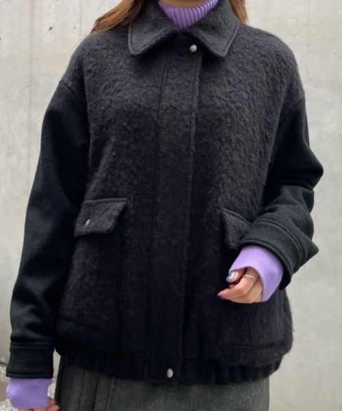 allureville（アルアバイル）の「シャギー圧縮ニットコンビブルゾン