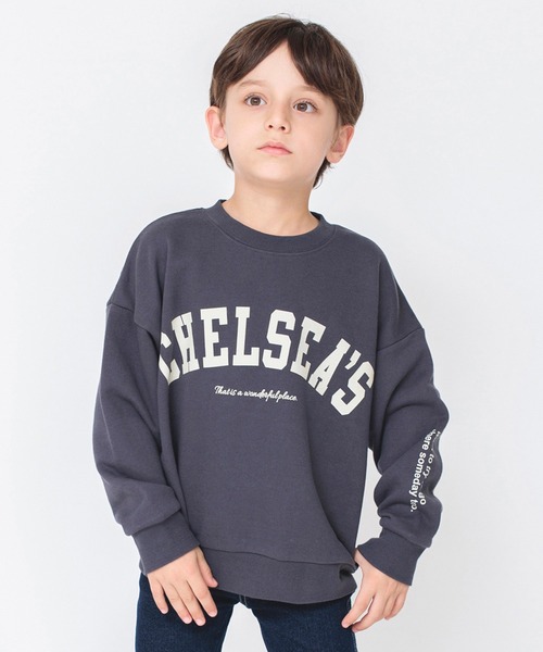 BRANSHES(ブランシェス)の「【カレッジロゴ】チェルシーズ裏毛トレーナー(スウェット・キッズ・アイボリー/ブラウン/ネイビー/チャコールグレー/ブラック・140/90/130/110/120/100/150)」の3枚目の写真