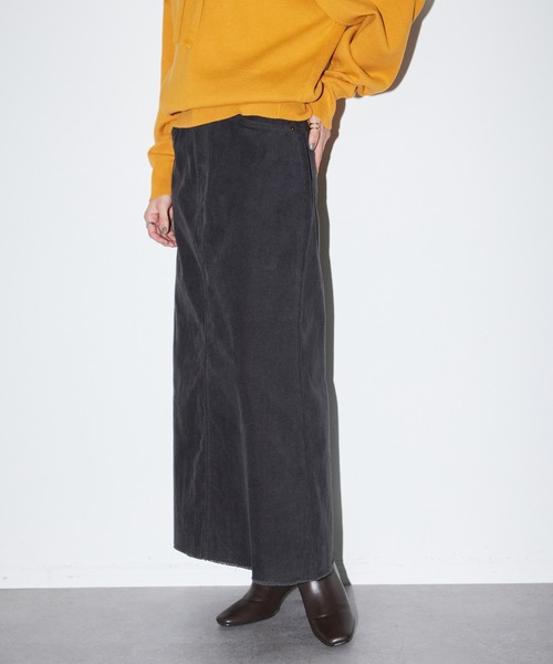 AMERICAN HOLIC（アメリカンホリック）の「コーデュロイロングタイトスカート（スカート・レディース・アイボリー/ピンク/ネイビー/チャコールグレー・S/M/L）」の3枚目の写真