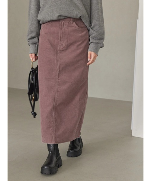 AMERICAN HOLIC（アメリカンホリック）の「コーデュロイロングタイトスカート（スカート・レディース・アイボリー/ピンク/ネイビー/チャコールグレー・S/M/L）」の11枚目の写真