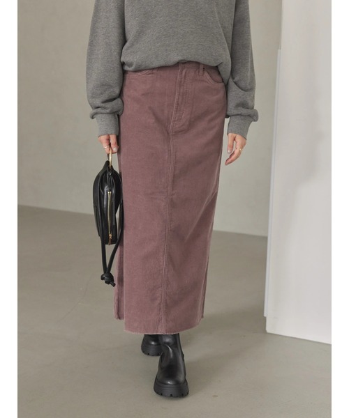 AMERICAN HOLIC（アメリカンホリック）の「コーデュロイロングタイトスカート（スカート・レディース・アイボリー/ピンク/ネイビー/チャコールグレー・S/M/L）」の21枚目の写真