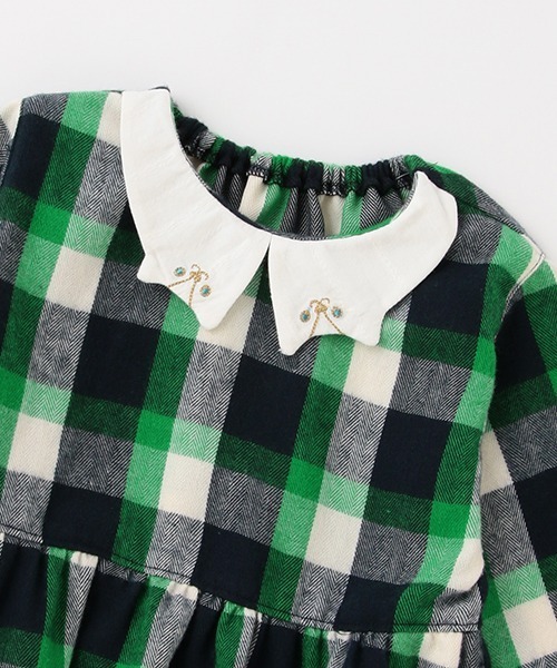 kladskap（クレードスコープ）の「リス衿チェックシャヅワンピース（ワンピース・キッズ・レッド/グリーン・120cm/100cm/110cm/90cm/80ｃｍ）」の4枚目の写真
