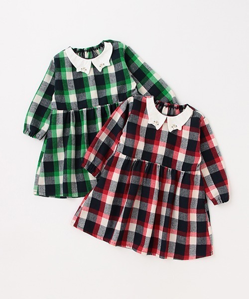 kladskap（クレードスコープ）の「リス衿チェックシャヅワンピース（ワンピース・キッズ・レッド/グリーン・120cm/100cm/110cm/90cm/80ｃｍ）」の9枚目の写真