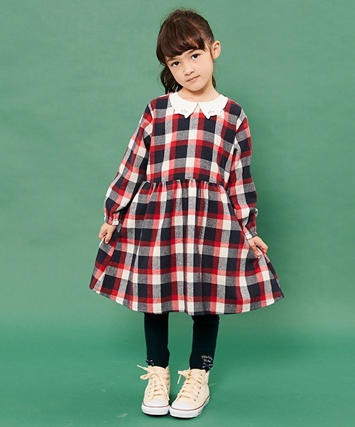 kladskap（クレードスコープ）の「リス衿チェックシャヅワンピース（ワンピース・キッズ・レッド/グリーン・120cm/100cm/110cm/90cm/80ｃｍ）」の10枚目の写真