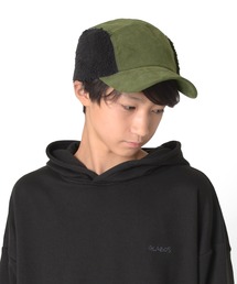 コーデュロイ・ボア付きキャップ