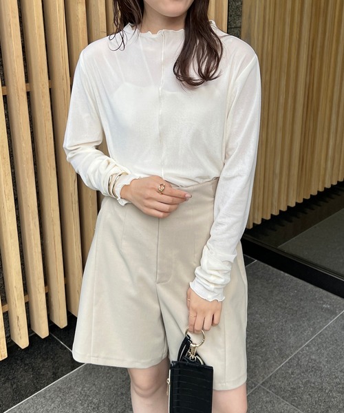 CAPRICIEUX LE'MAGE（カプリシューレマージュ）の「メローベロアＴシャツ（Tシャツ/カットソー・レディース・オフホワイト/ベージュ/チャコールグレー・FREE）」の2枚目の写真