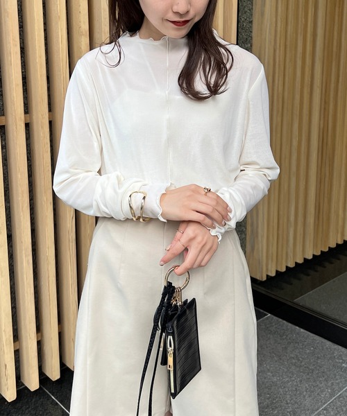 CAPRICIEUX LE'MAGE（カプリシューレマージュ）の「メローベロアＴシャツ（Tシャツ/カットソー・レディース・オフホワイト/ベージュ/チャコールグレー・FREE）」の4枚目の写真