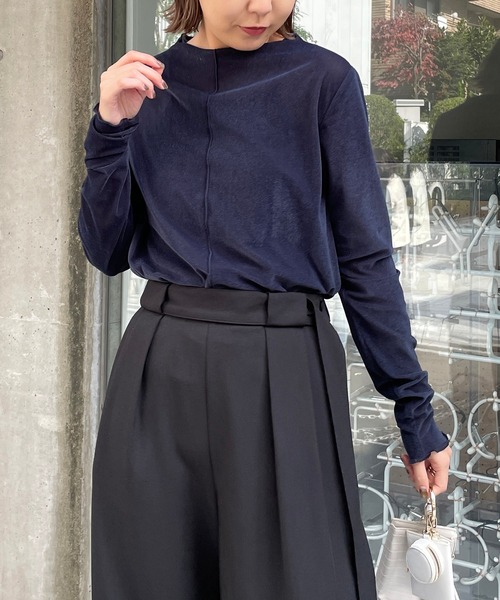 CAPRICIEUX LE'MAGE（カプリシューレマージュ）の「メローベロアＴシャツ（Tシャツ/カットソー・レディース・オフホワイト/ベージュ/チャコールグレー・FREE）」の16枚目の写真