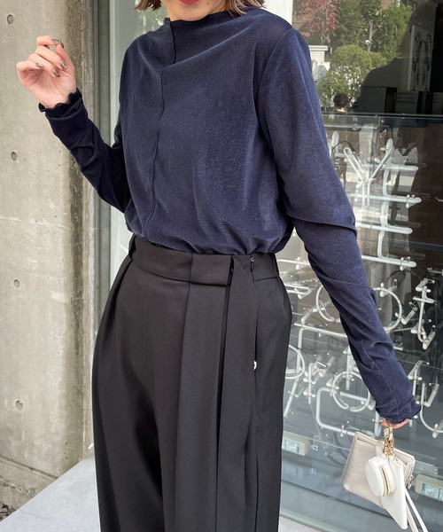 CAPRICIEUX LE'MAGE（カプリシューレマージュ）の「メローベロアＴシャツ（Tシャツ/カットソー・レディース・オフホワイト/ベージュ/チャコールグレー・FREE）」の14枚目の写真