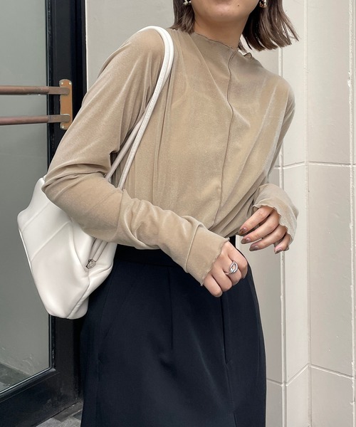 CAPRICIEUX LE'MAGE（カプリシューレマージュ）の「メローベロアＴシャツ（Tシャツ/カットソー・レディース・オフホワイト/ベージュ/チャコールグレー・FREE）」の22枚目の写真