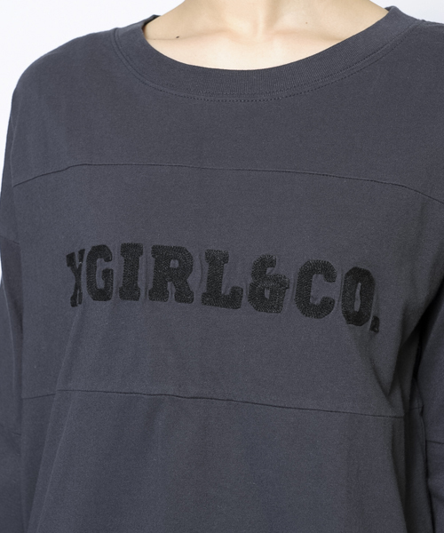 X-girl（エックスガール）の「X-girl×Champion STRIPED L/S TOP（Tシャツ/カットソー・レディース・ホワイト/チャコールグレー/ネイビー・2/1）」の7枚目の写真