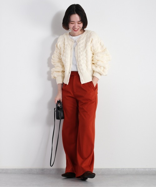 cepo（セポ）の「ポコポコニットカーディガン　２WAY（カーディガン/ボレロ・レディース・レッド/オフホワイト/チャコール・M）」の15枚目の写真