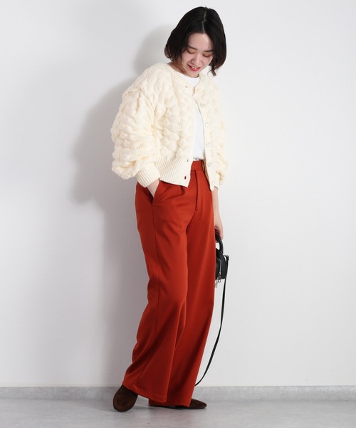 cepo（セポ）の「ポコポコニットカーディガン　２WAY（カーディガン/ボレロ・レディース・レッド/オフホワイト/チャコール・M）」の16枚目の写真