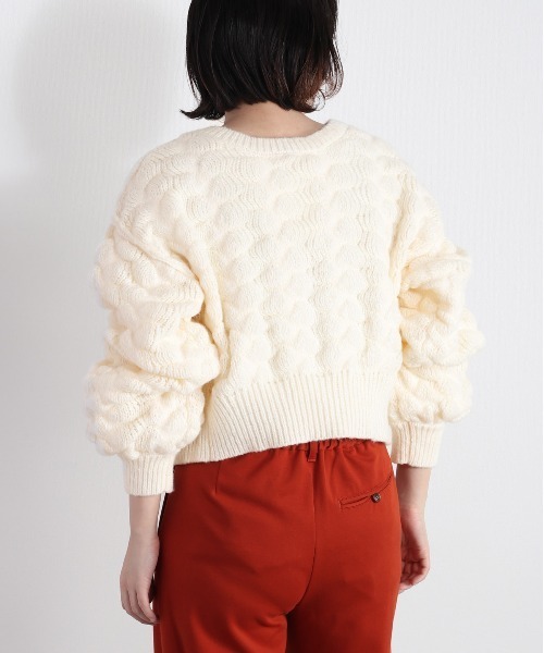 cepo（セポ）の「ポコポコニットカーディガン　２WAY（カーディガン/ボレロ・レディース・レッド/オフホワイト/チャコール・M）」の13枚目の写真