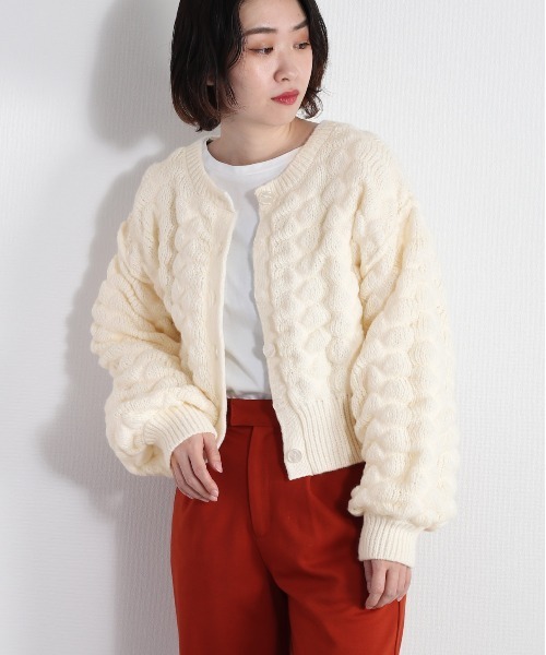 cepo（セポ）の「ポコポコニットカーディガン　２WAY（カーディガン/ボレロ・レディース・レッド/オフホワイト/チャコール・M）」の11枚目の写真