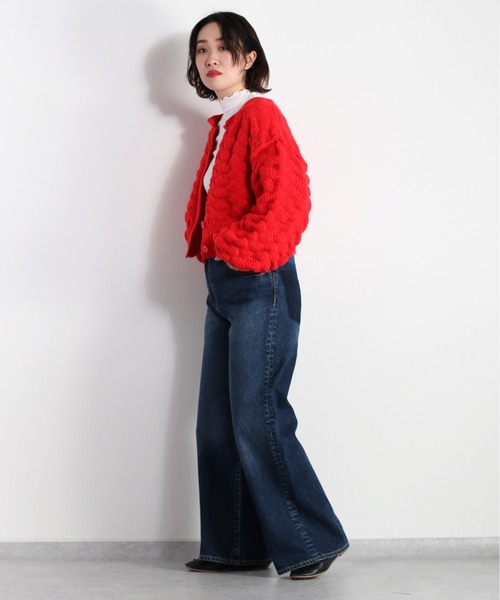 cepo（セポ）の「ポコポコニットカーディガン　２WAY（カーディガン/ボレロ・レディース・レッド/オフホワイト/チャコール・M）」の9枚目の写真