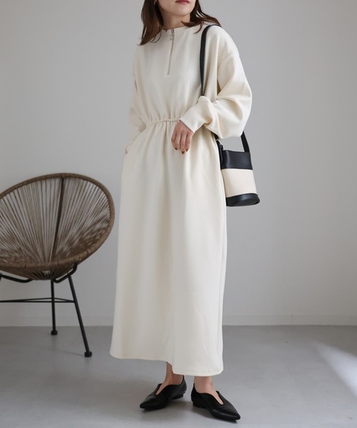 ap retro(アプレトロ)の「ウエストギャザーワンピース(ワンピース・レディース・ブラック/アイボリー/ブラック系その他/ホワイト系その他・FREE)」の3枚目の写真