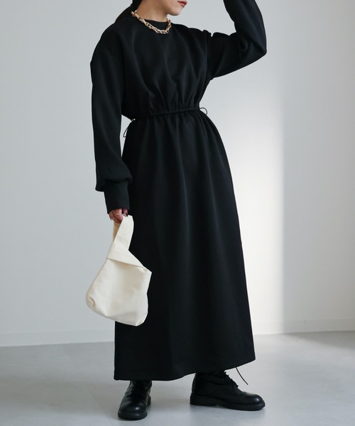 ap retro(アプレトロ)の「ウエストギャザーワンピース(ワンピース・レディース・ブラック/アイボリー/ブラック系その他/ホワイト系その他・FREE)」の6枚目の写真