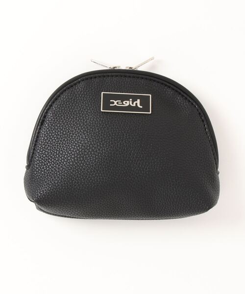 X-girl(エックスガール)の「【X-girl /エックスガール】 FAUX LEATHER ROUND POUCH(ポーチ・レディース・ホワイト/ベージュ/ブラック・FREE)」の1枚目の写真