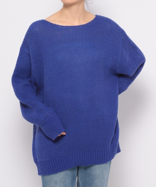 GLOBAL WORK(グローバルワーク)の「モヘアライクボートネックプルオーバー/174595(ニット/セーター・レディース・グレイッシュベージュ/ブルー/ベージュ・FREE)」の3枚目の写真