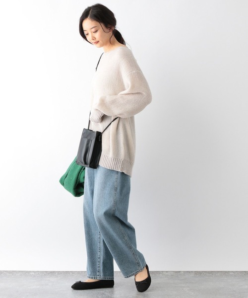 GLOBAL WORK(グローバルワーク)の「モヘアライクボートネックプルオーバー/174595(ニット/セーター・レディース・グレイッシュベージュ/ブルー/ベージュ・FREE)」の5枚目の写真