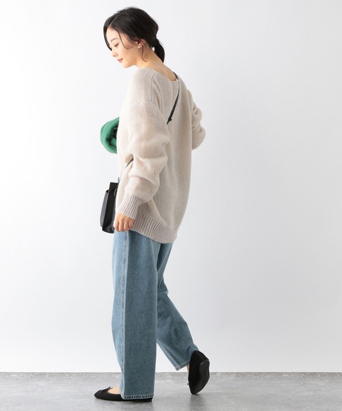 GLOBAL WORK(グローバルワーク)の「モヘアライクボートネックプルオーバー/174595(ニット/セーター・レディース・グレイッシュベージュ/ブルー/ベージュ・FREE)」の7枚目の写真