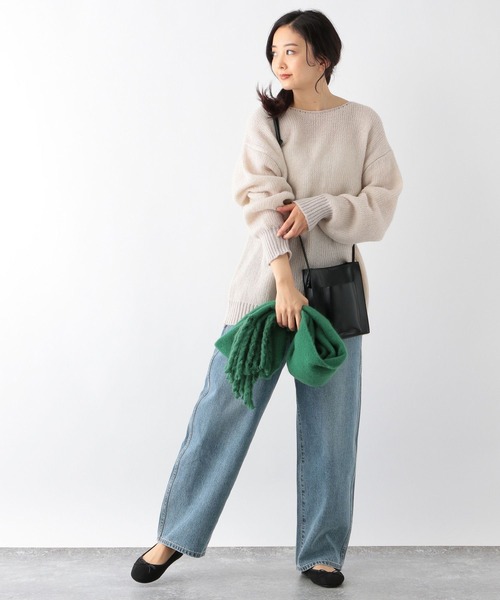GLOBAL WORK(グローバルワーク)の「モヘアライクボートネックプルオーバー/174595(ニット/セーター・レディース・グレイッシュベージュ/ブルー/ベージュ・FREE)」の8枚目の写真