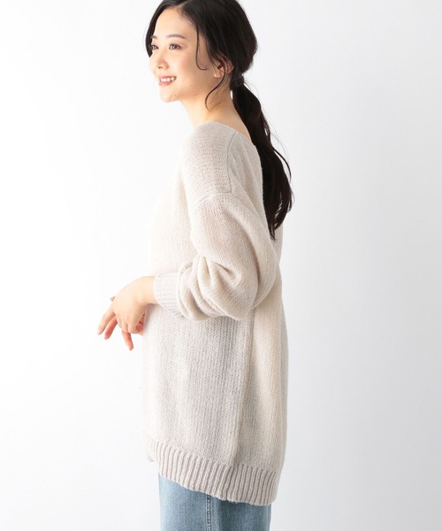 GLOBAL WORK(グローバルワーク)の「モヘアライクボートネックプルオーバー/174595(ニット/セーター・レディース・グレイッシュベージュ/ブルー/ベージュ・FREE)」の9枚目の写真