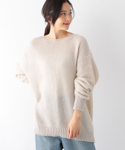 GLOBAL WORK(グローバルワーク)の「モヘアライクボートネックプルオーバー/174595(ニット/セーター・レディース・グレイッシュベージュ/ブルー/ベージュ・FREE)」の10枚目の写真
